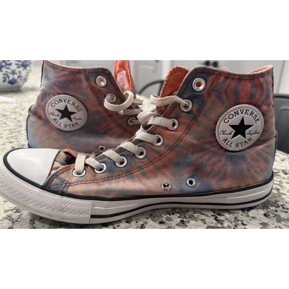 Converse Chuck Taylor All Star Hi Tie Dye Blue Red Coral Mens 9 Womens 11 Rare